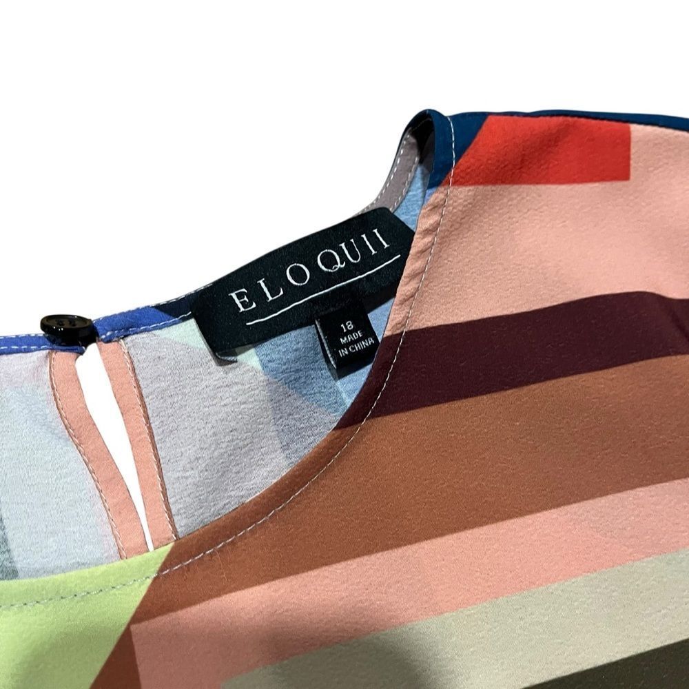 Eloquii Multicolor Geometric Pattern Striped Shif… - image 3